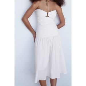 MANGO ~Draped dress with metal detail (NWT)
